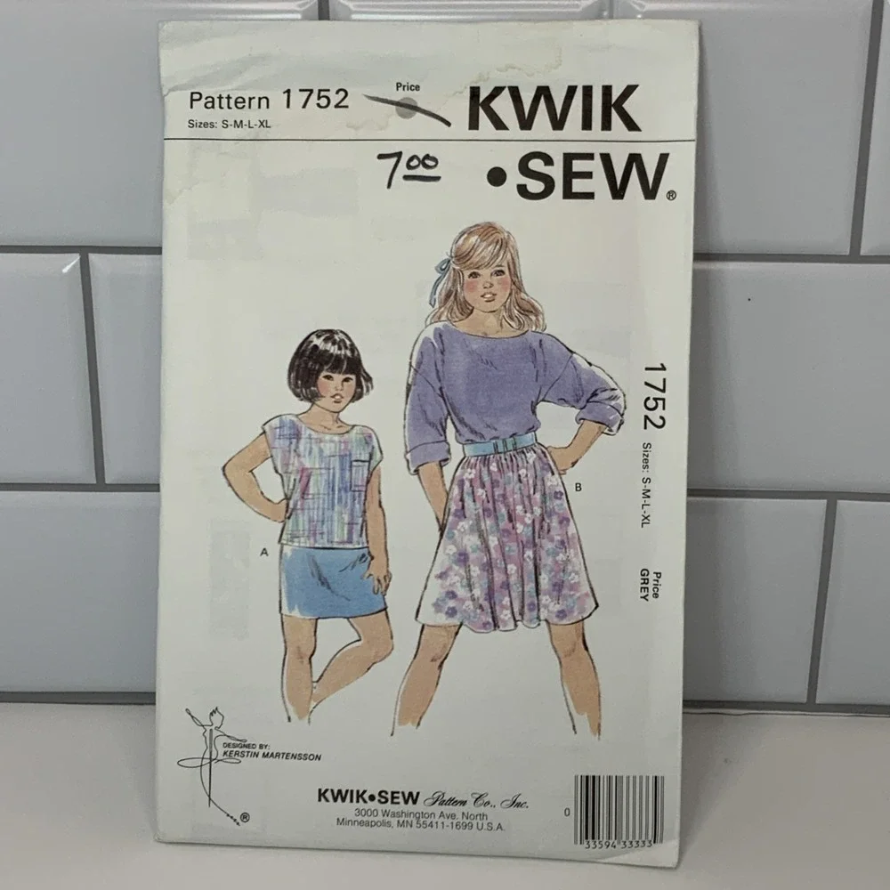 KWIK SEW Sewing Pattern 1752‎ Girls' Tops & Skirt Sz S M L Xl Uncut Vintage